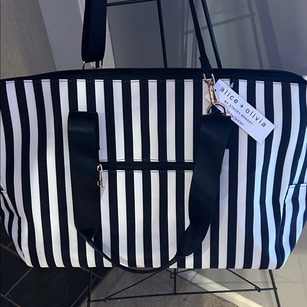 Alice + Olivia Monochrome Striped Tote